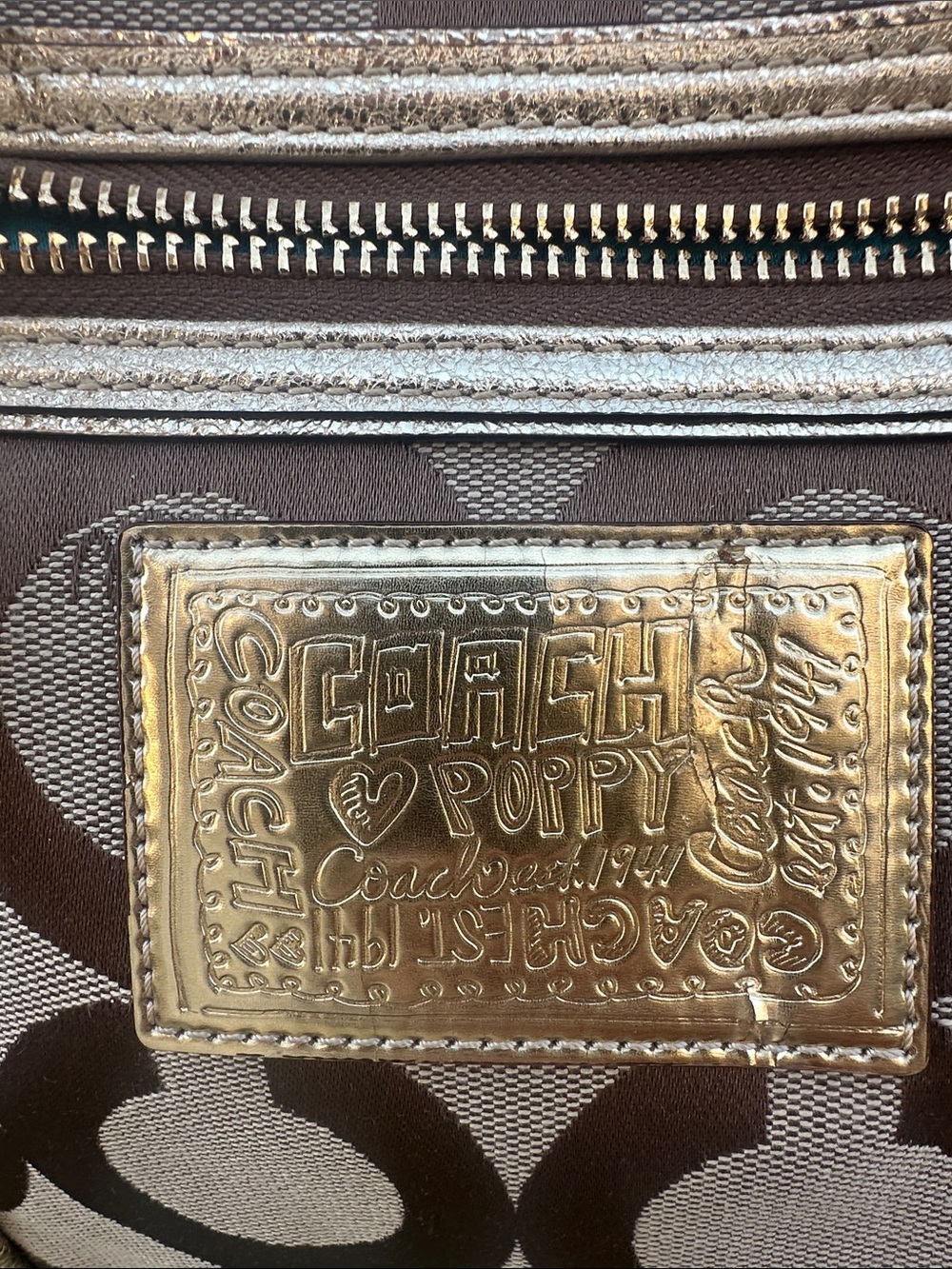 Coach Poppy Optic C Brown Tote With Confetti Hang Tag - Picture 13 of 17